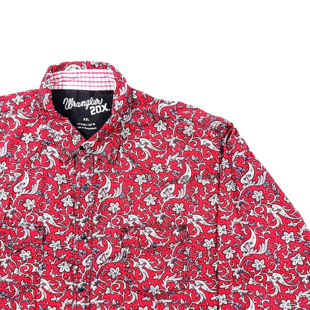 Wrangler 20X Red Paisley Floral Pearl Snap Western Shirt Womens‎ XXL